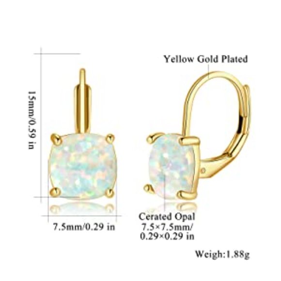 Gold Opal Drop Earrings - Picture 4 of 4